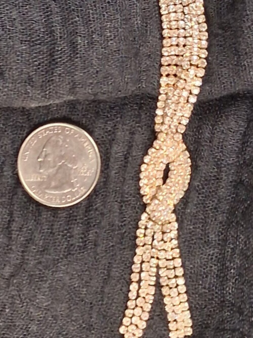 Gold-Tone Rhinestone Tassel Infinity Knot Necklace - Picture 9 of 11